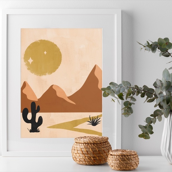 Wall Art Boho Nature Desert Print Illustration Unframed - Picture 2 of 4